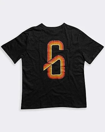 g70 black graphic tee with a full back graphic of a G in a 70's style