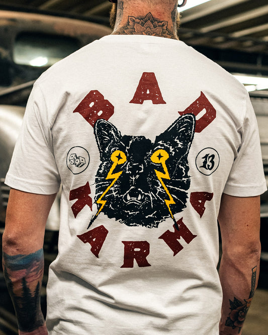 bad karma full back white graphic tee