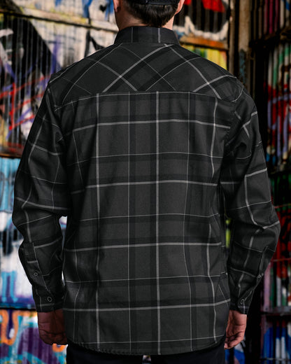 dapper flannel with a gray flannel pattern full back view