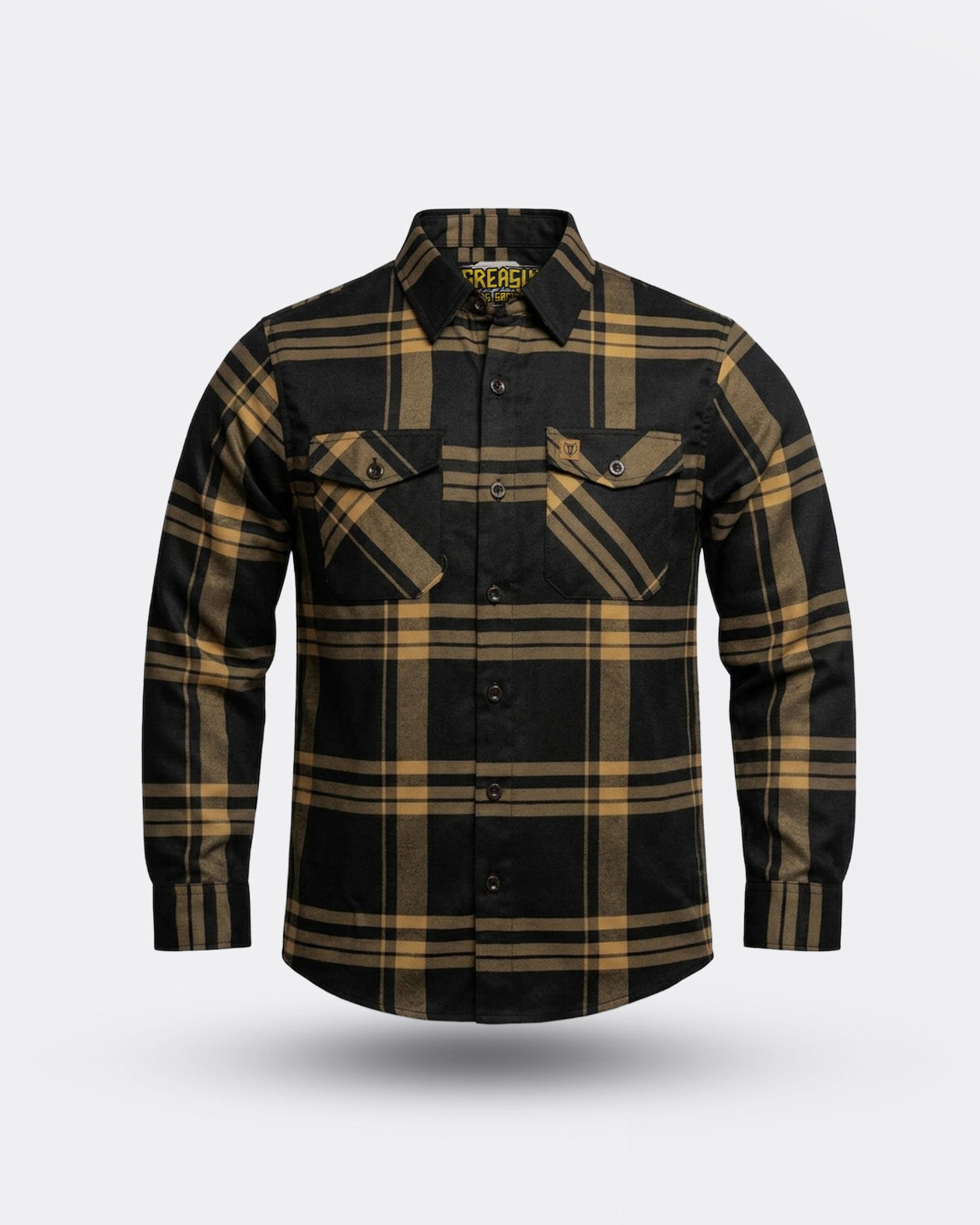 Two Lane | Men's Black & Gold Flannel | Greasy Hands Society