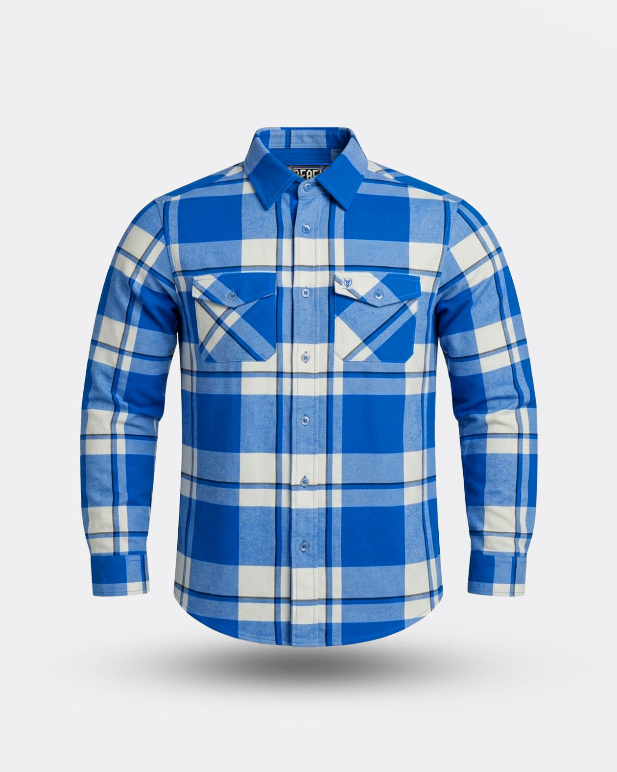 plaid Blue and white flannel shirt on a light gray background - The F**kin’ Problems Flannel