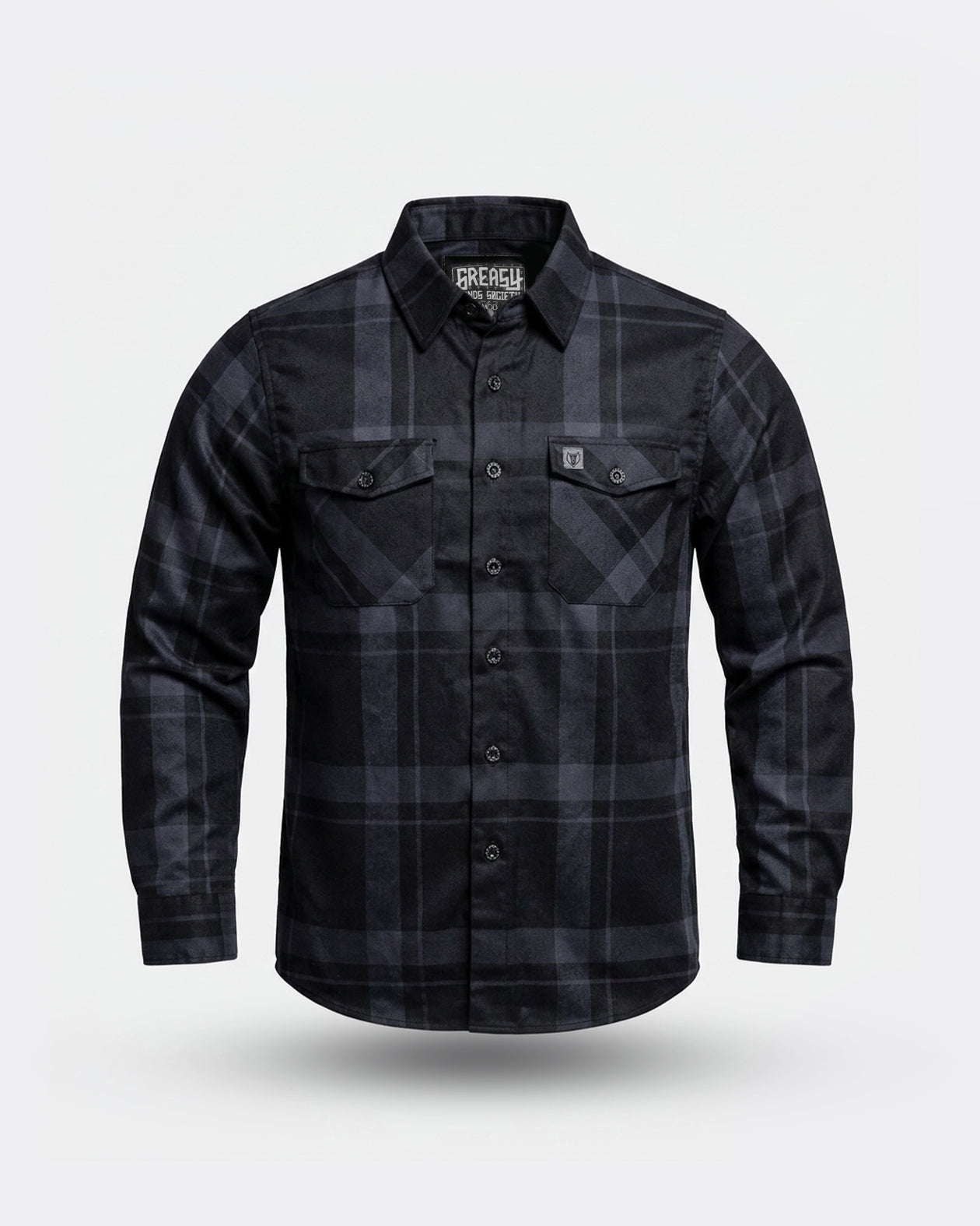 【soe / ソーイ】Crashed Flannel Shirts ブラック Synister Continental | Men's Black Flannel | Greasy Hands Society