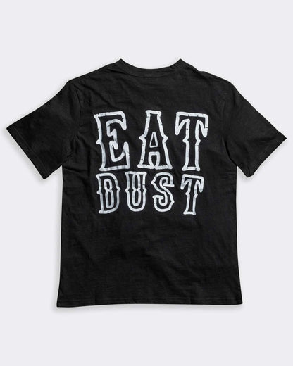 Eat Dust back graphic flat lay on gray