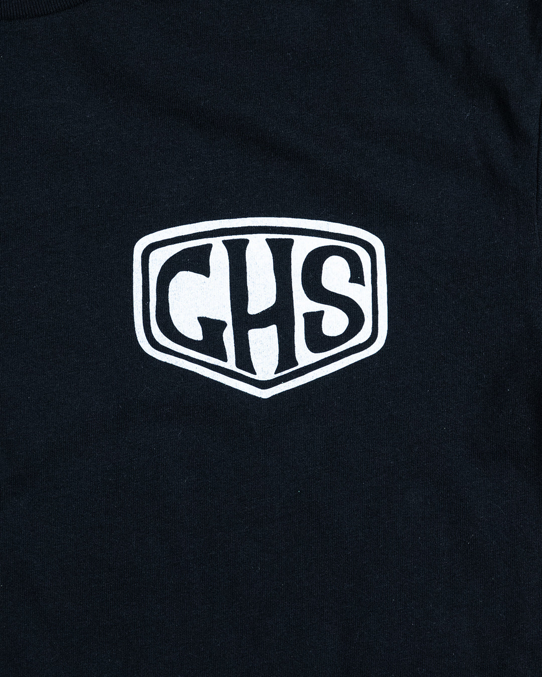 Black t-shirt with a white shield GHS logo detail - Factory Sealed men's black tshirt