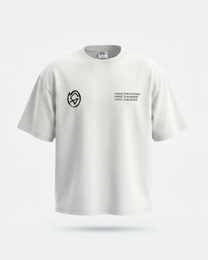 White t-shirt with black logo and text on a white background - Tailgate Boxy White Heavyweight graphic Tee by Greasy Hands Society