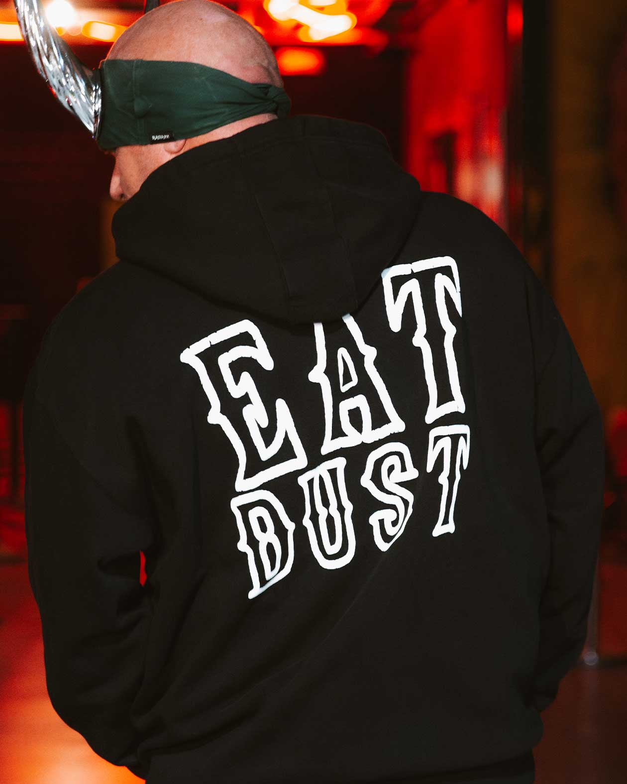 eat dust hoodie full back graphic black hoodie