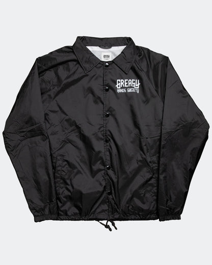 greasy hands society logo drift jacket in black