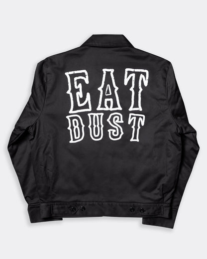 eat dust jacket full back black mechanic jacket