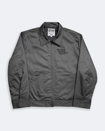 sparks flyin front flat lay gray mechanic jacket