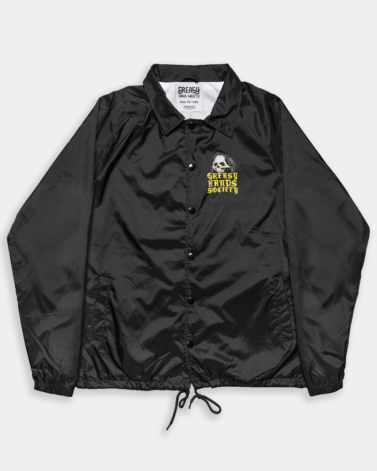 live loud black jacket flat lay front view