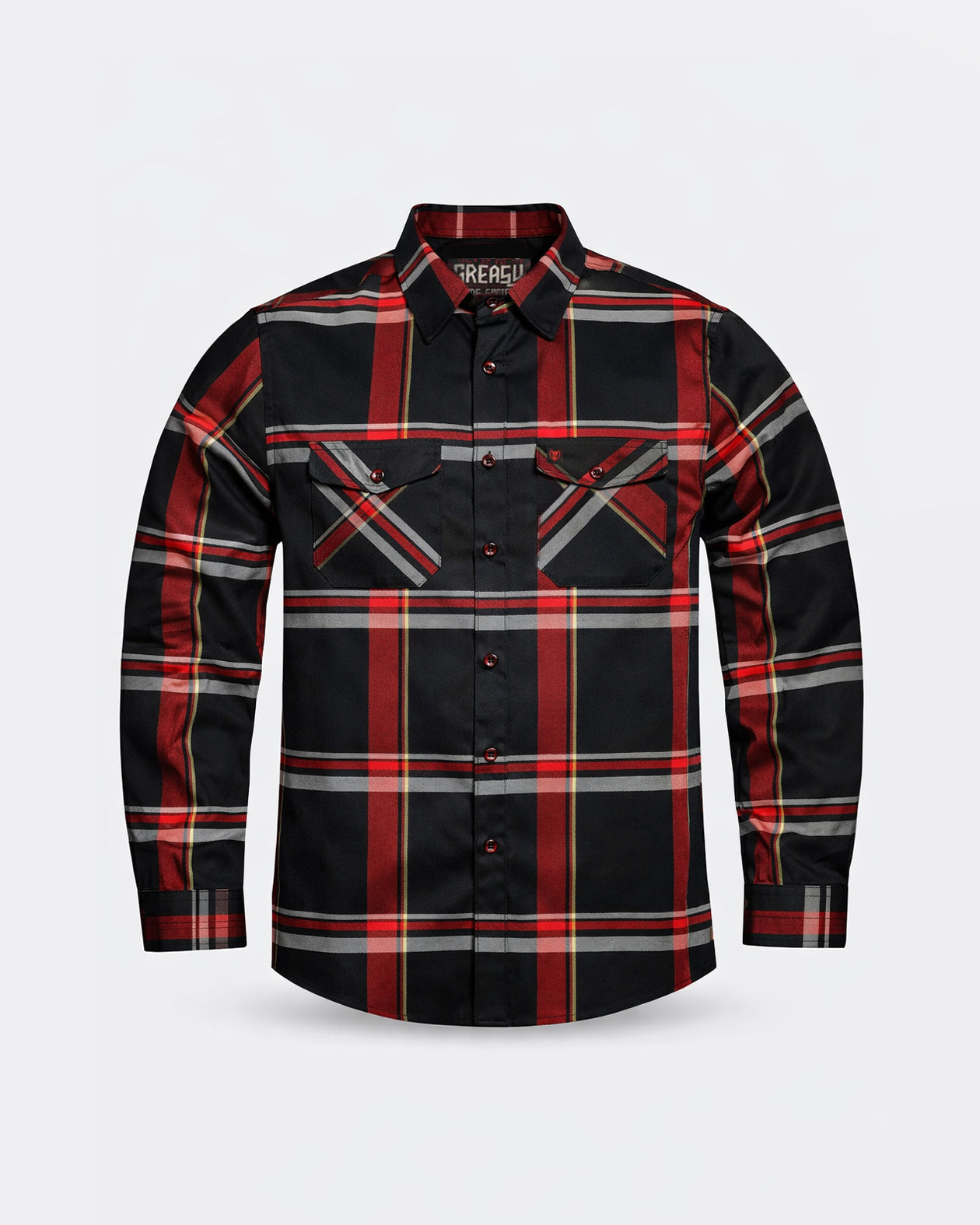 The Devil in the Details | Men's Black & Red Flannel | Greasy