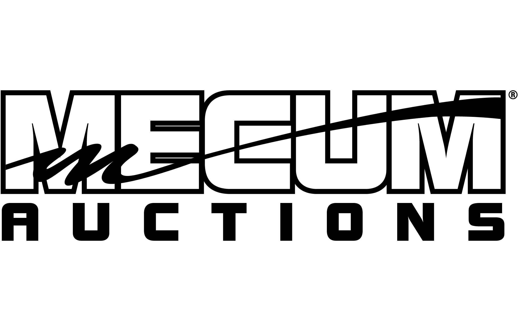 The logo for 'The Mecum Auctions' in bold black text on a solid white background.