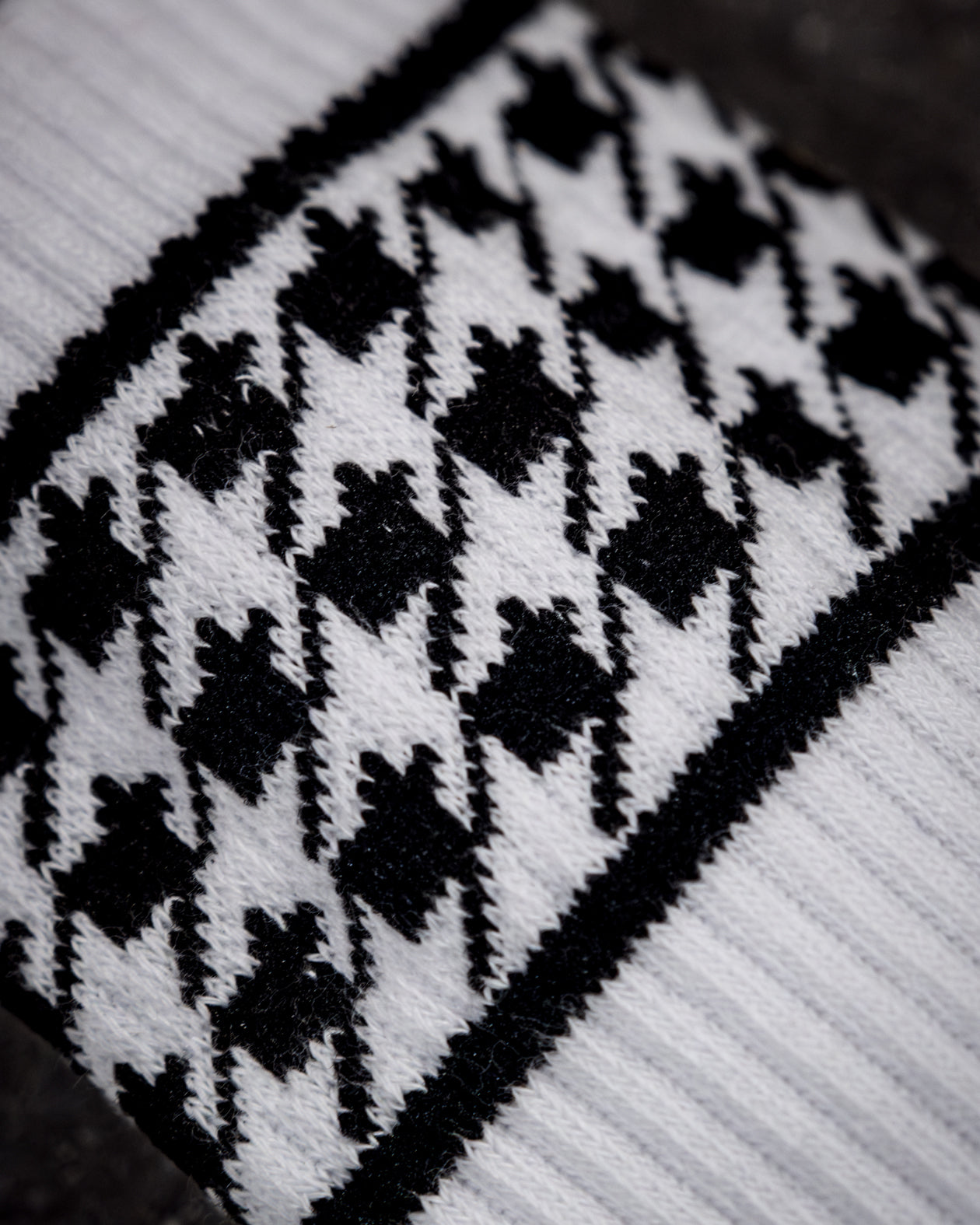 white Houndstooth Crew Socks - Greasy Hands Society 