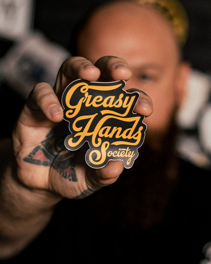 GHS Stacked Script Sticker - Greasy Hands Society 