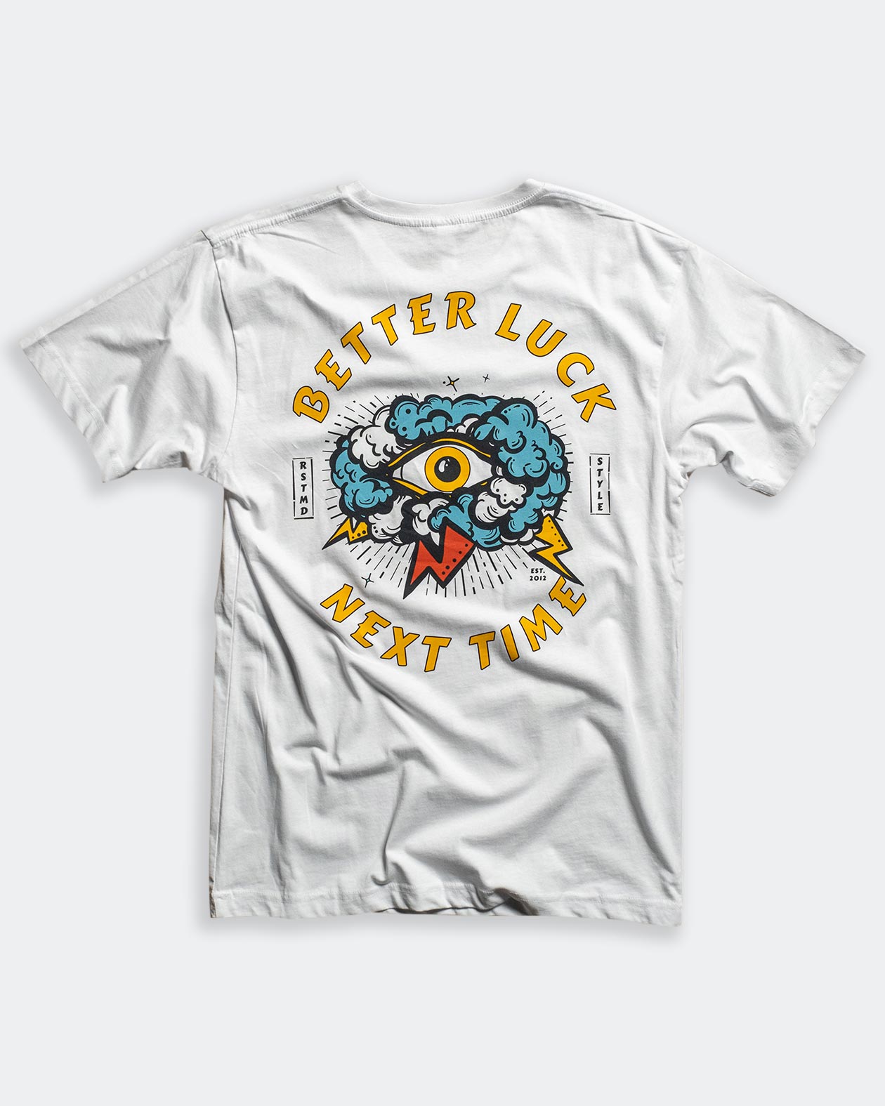 better luck next time white tee back graphic