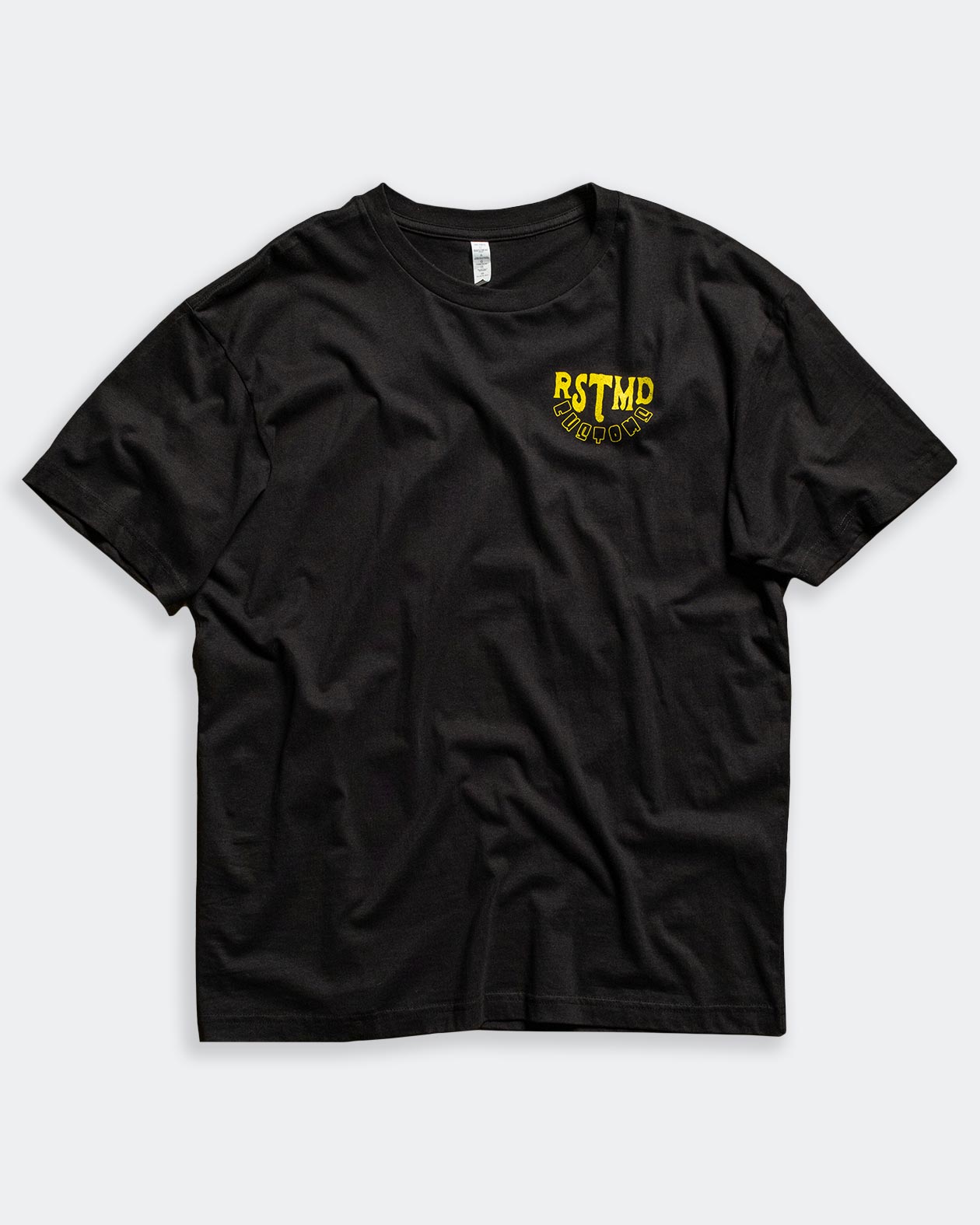 no cheap builds black tee front view flat lay