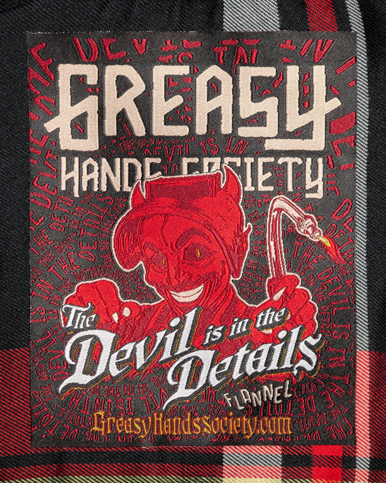 The Devil in the Details | Men's Black & Red Flannel | Greasy