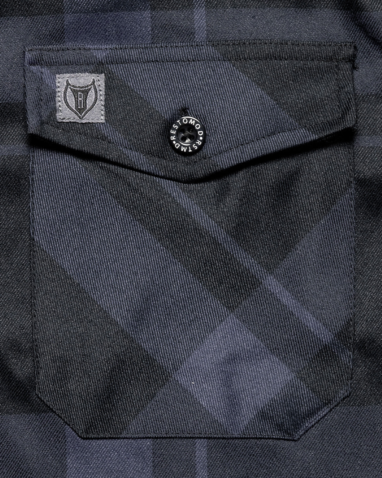 synister black flannel pocket detail