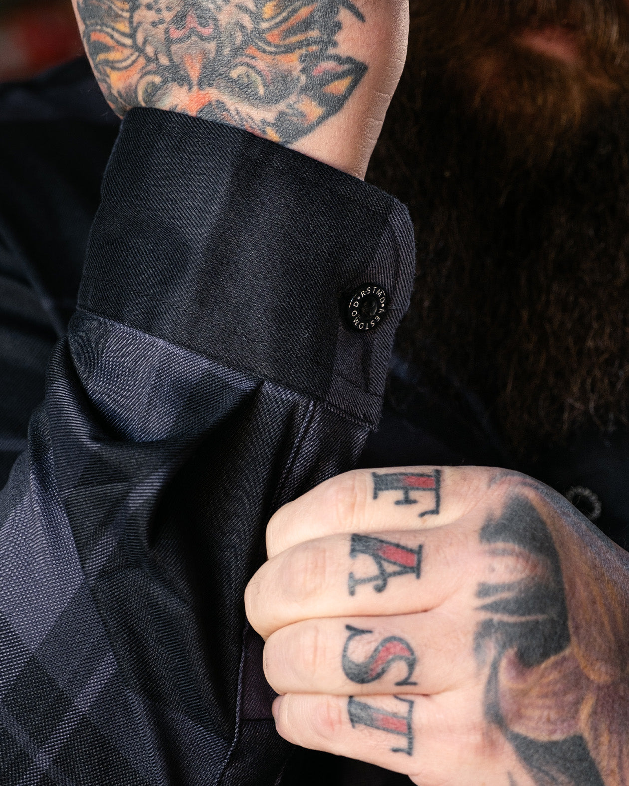 Synister Continental Flannel black flannel shirt sleeve cuff detail