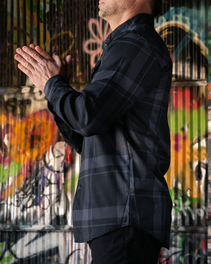 the synister black flannel plaid pattern sideview