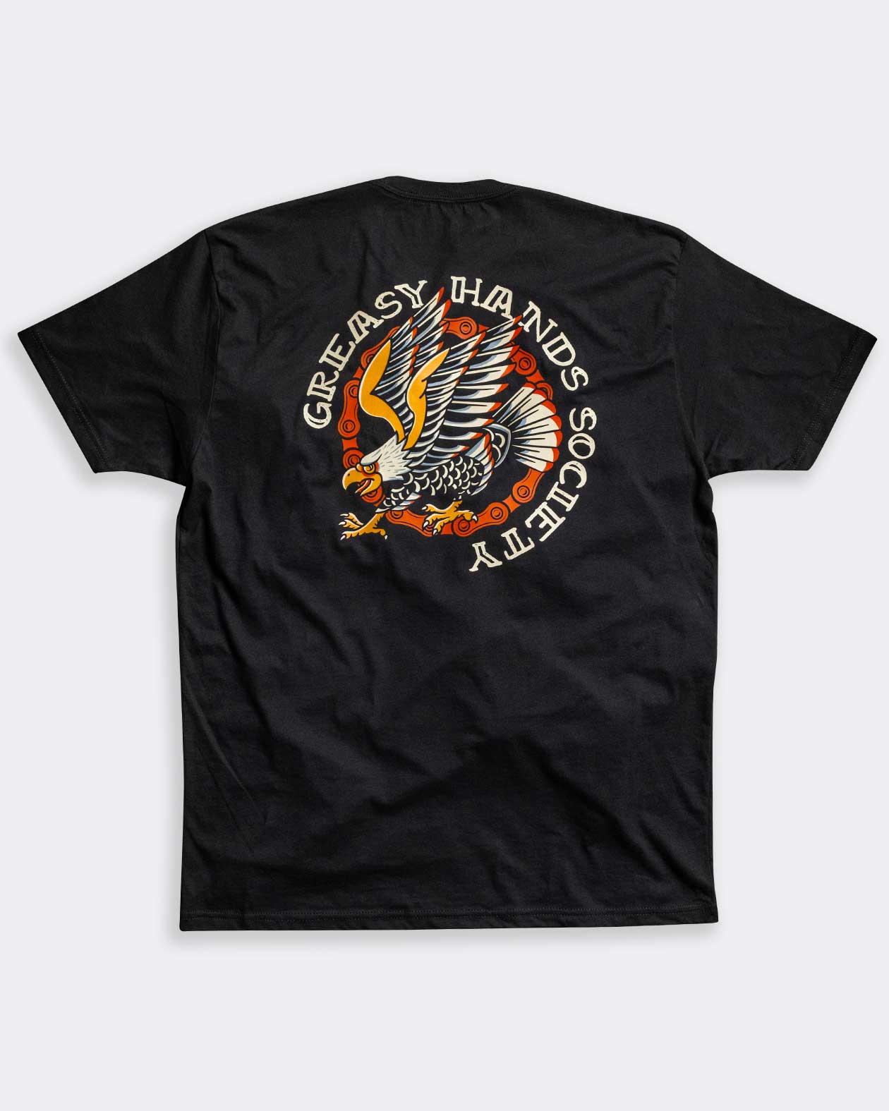 iron eagle black graphic tee full back design with an eagle