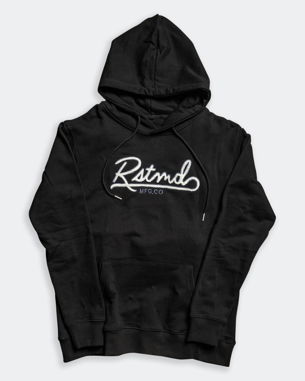 rstmd black script hoodie