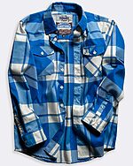 the squarebody continental flannel white and blue flannel