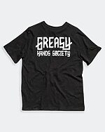 black greasy hands society logo graphic tee back view