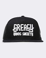 greasy hands society black logo with white text front