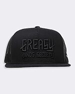 greasy hands society black logo hat front