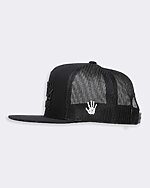 greasy hands society black logo hat side