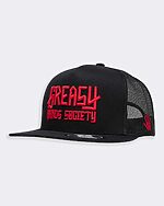 greasy hand ssociety black hat with red logo