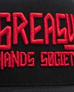 greasy hands society red logo detail