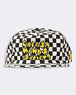 torch hat front checkerboard pattern