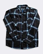 gravity fed black grey and blue flannel