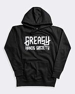 greasy hands society logo hoodie front