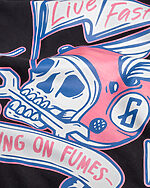 running on fumes hoodie back graphic detail