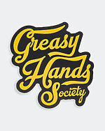 greasy hands society stacked script sticker